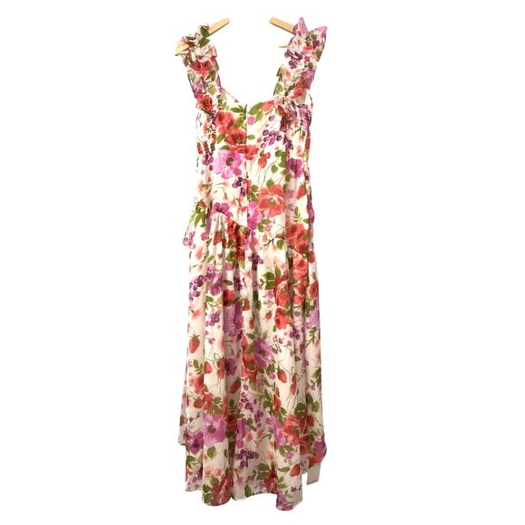 Abercrombie & Fitch Ruffle High Low Floral Maxi Dress Medium - Picture 12 of 16